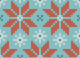 Seamless Pattern Knitted Poinsettia Retro